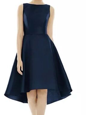 ALFRED SUNG Navy Midnight High-Low Cocktail Sleeveless Dress NWOT